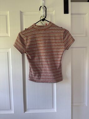 Kindle and Kyliee Striped Short Sleeve crop Knit Top